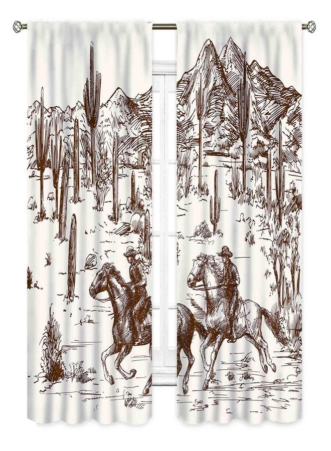 TKUYO Western Curtains for Bedroom, Rustic Farmhouse Cowboys Riding Horse Wild West Desert Cactus Country Style Blackout Window Drapes Treatments for Living Room Kitchen Home Decor 2 Panels, 42"x45" Inch - Image 2
